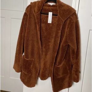 SOCIALITE Curve Plus Women  0X Nia Sherpa Jacket Rust Extra Soft NWT